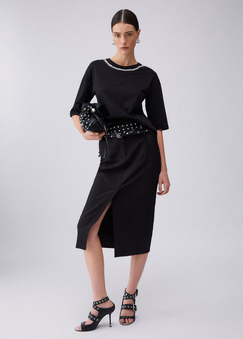 TEE SHIRT COL STRASS WA6128 By LIU JO