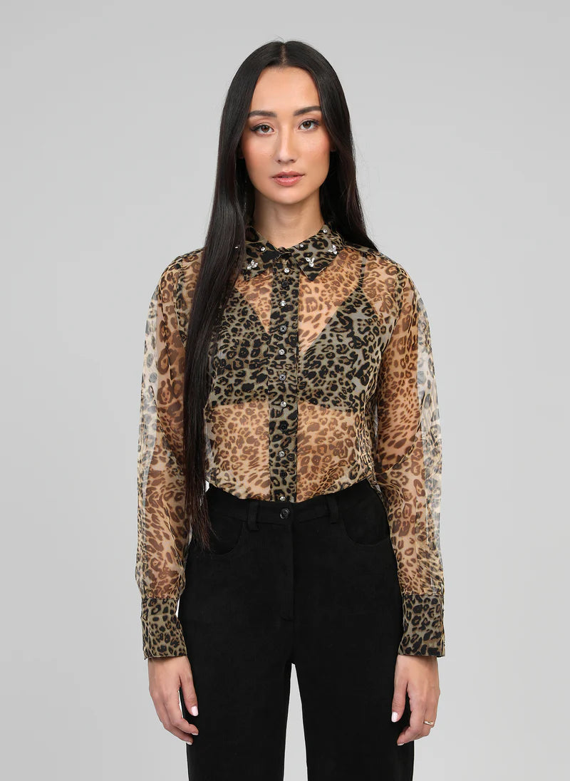 BLOUSE IMPRIME COL STRASS SOUMALIN By ANGE