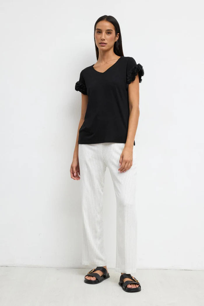 SHIRT FLEUR NOIR MANCHE UXUE By TINTA