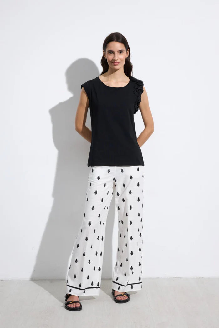 TOP FLEUR NOIR S /MANCHE YELES By TINTA