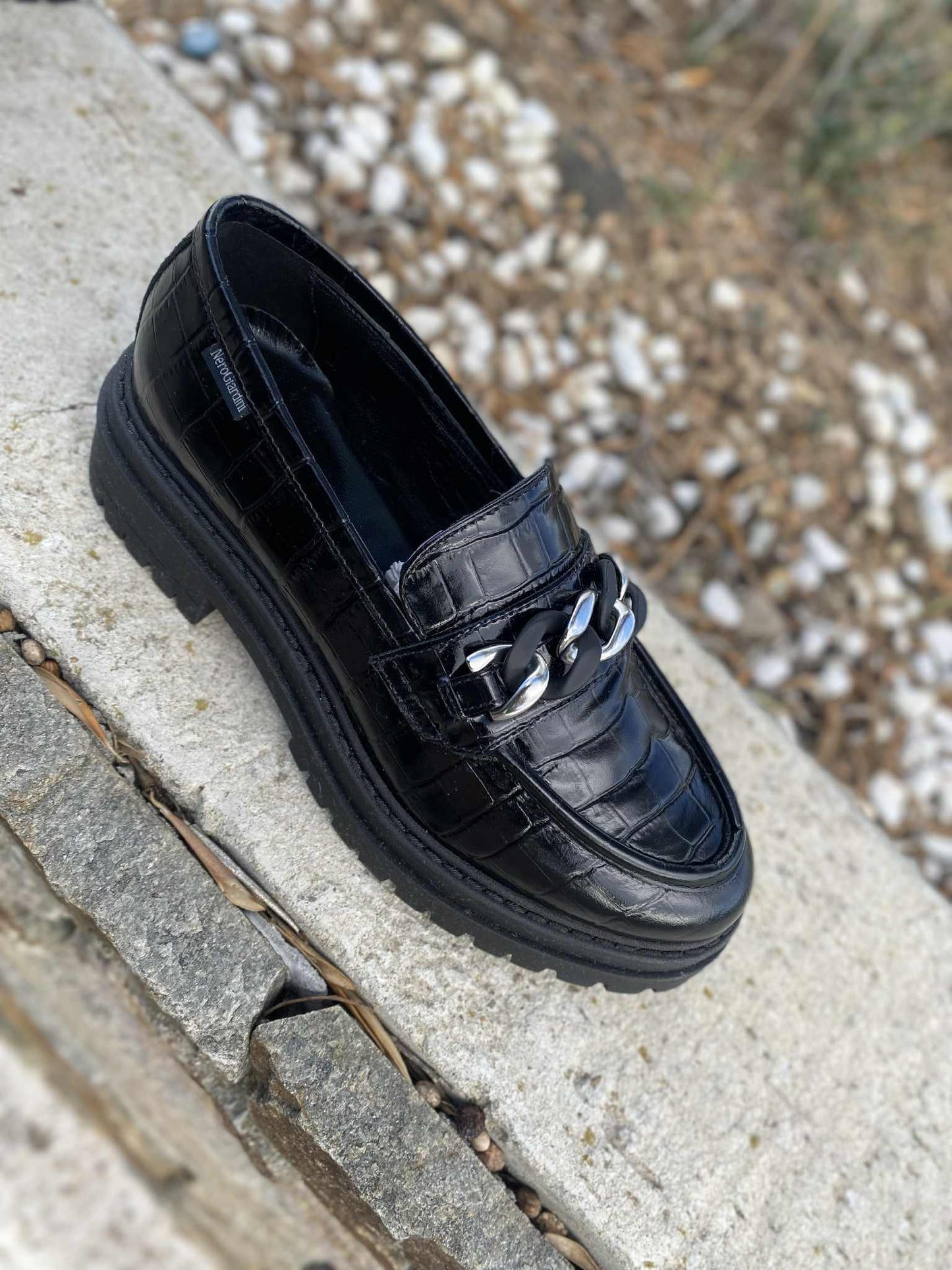 MOCASSINS CROCO CHAINE I411414D By NERO GIARDINI