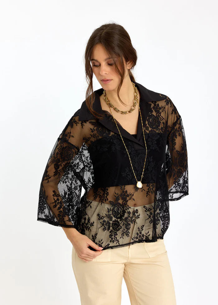 BLOUSE DENTELLE COL V FLAVIE By LAUREN VIDAL