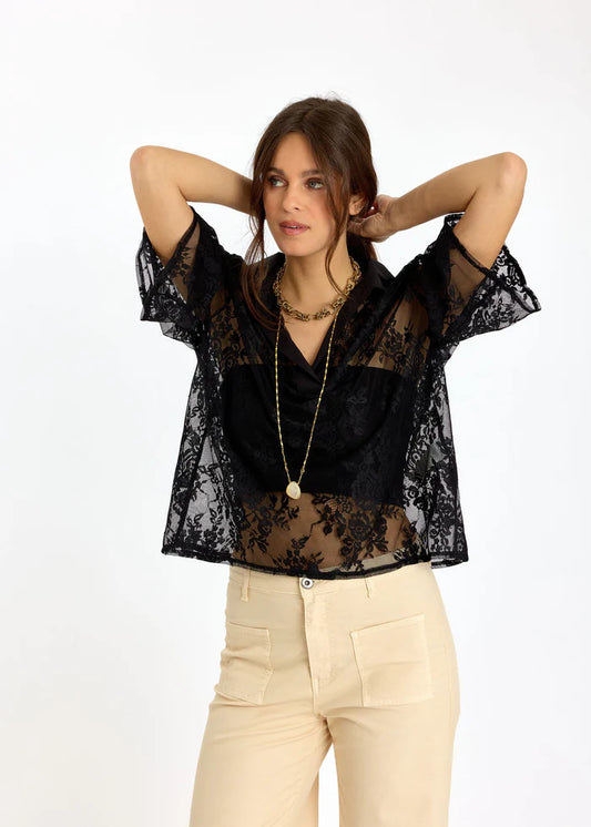 BLOUSE DENTELLE COL V FLAVIE By LAUREN VIDAL