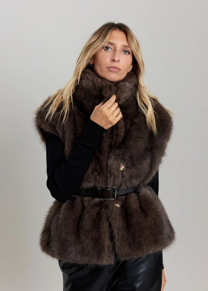 VESTE FOURRURE SANS MANCHE LINDA By LAUREN VIDAL