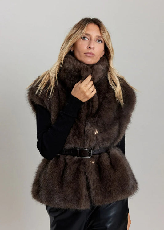 VESTE FOURRURE SANS MANCHE LINDA By LAUREN VIDAL
