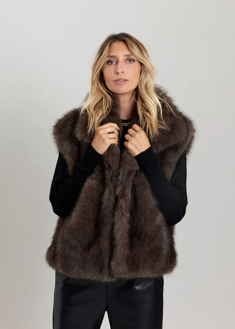 VESTE FOURRURE SANS MANCHE LINDA By LAUREN VIDAL