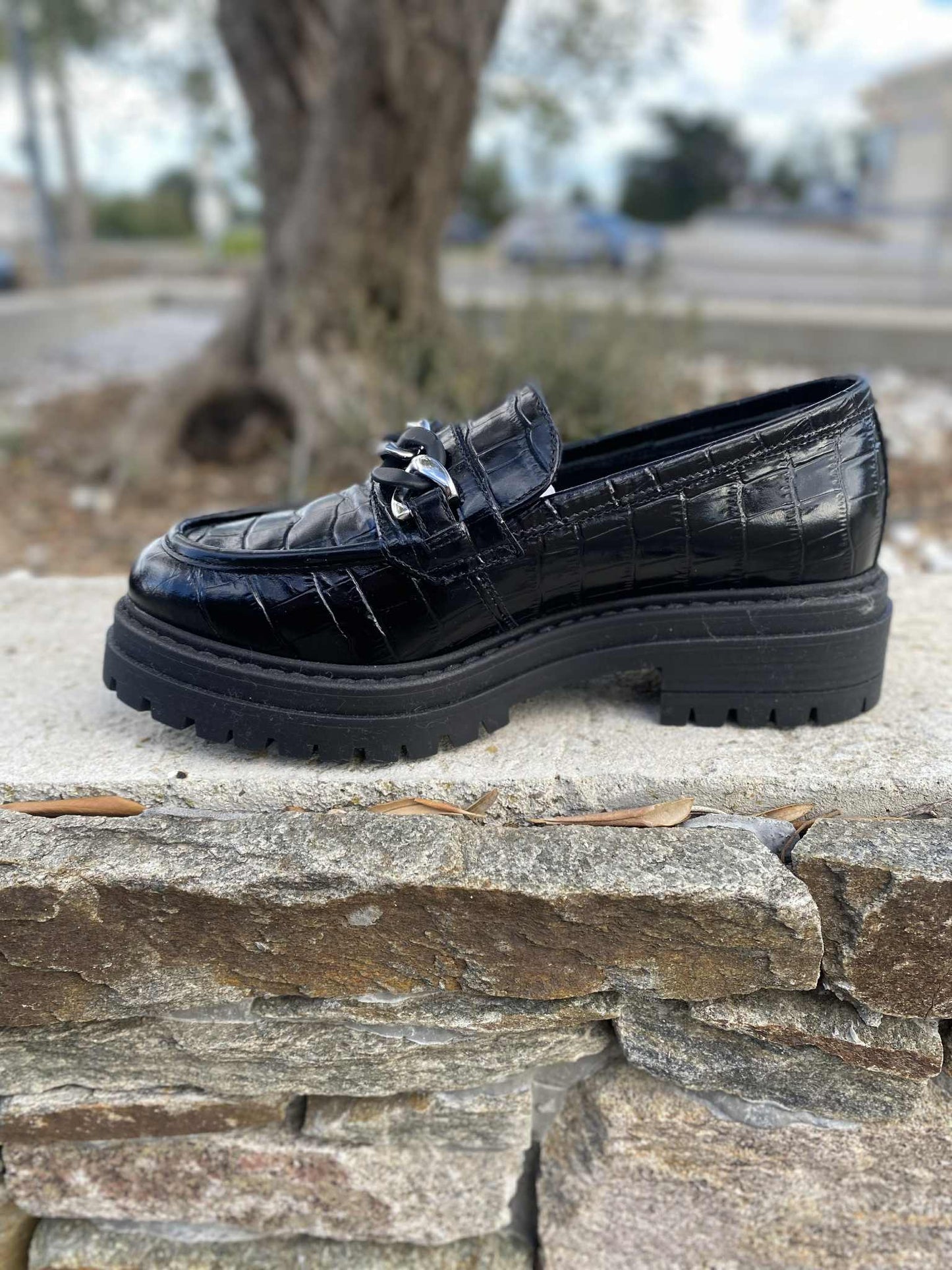 MOCASSINS CROCO CHAINE I411414D By NERO GIARDINI