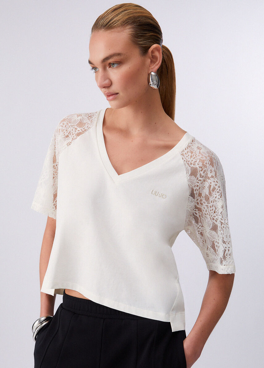 TEE SHIRT MANCHE DENTELLE TA6160 By LIU JO SPORT