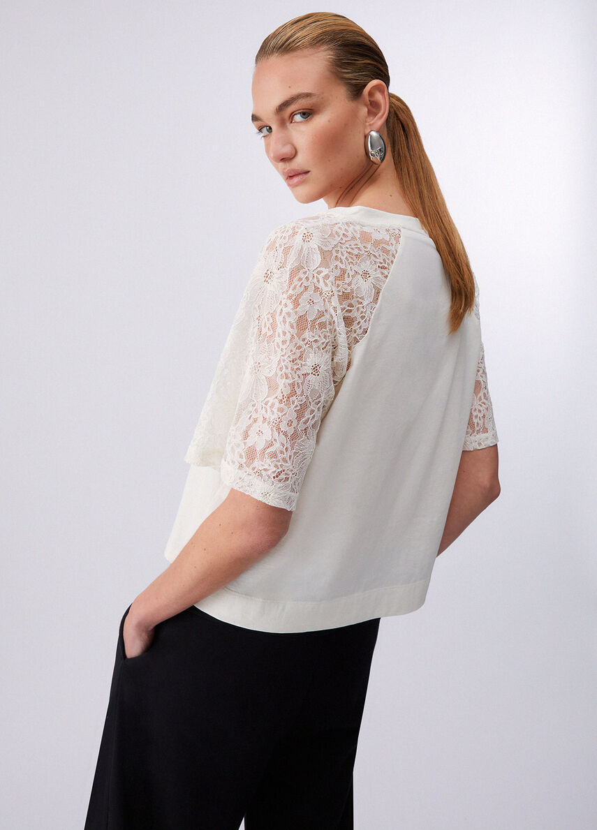 TEE SHIRT MANCHE DENTELLE TA6160 By LIU JO SPORT