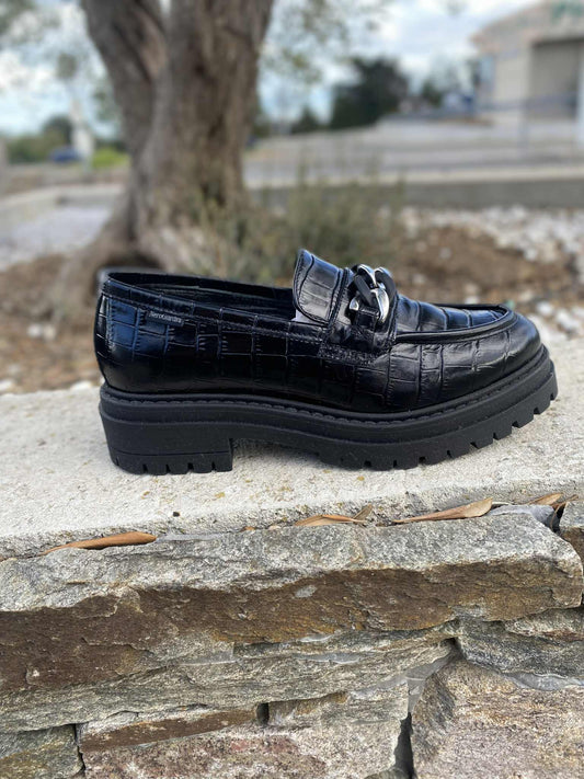 MOCASSINS CROCO CHAINE I411414D By NERO GIARDINI