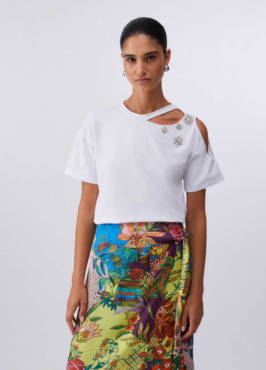 TEE SHIRT STRASS EPAULE CA6160 By LIU JO