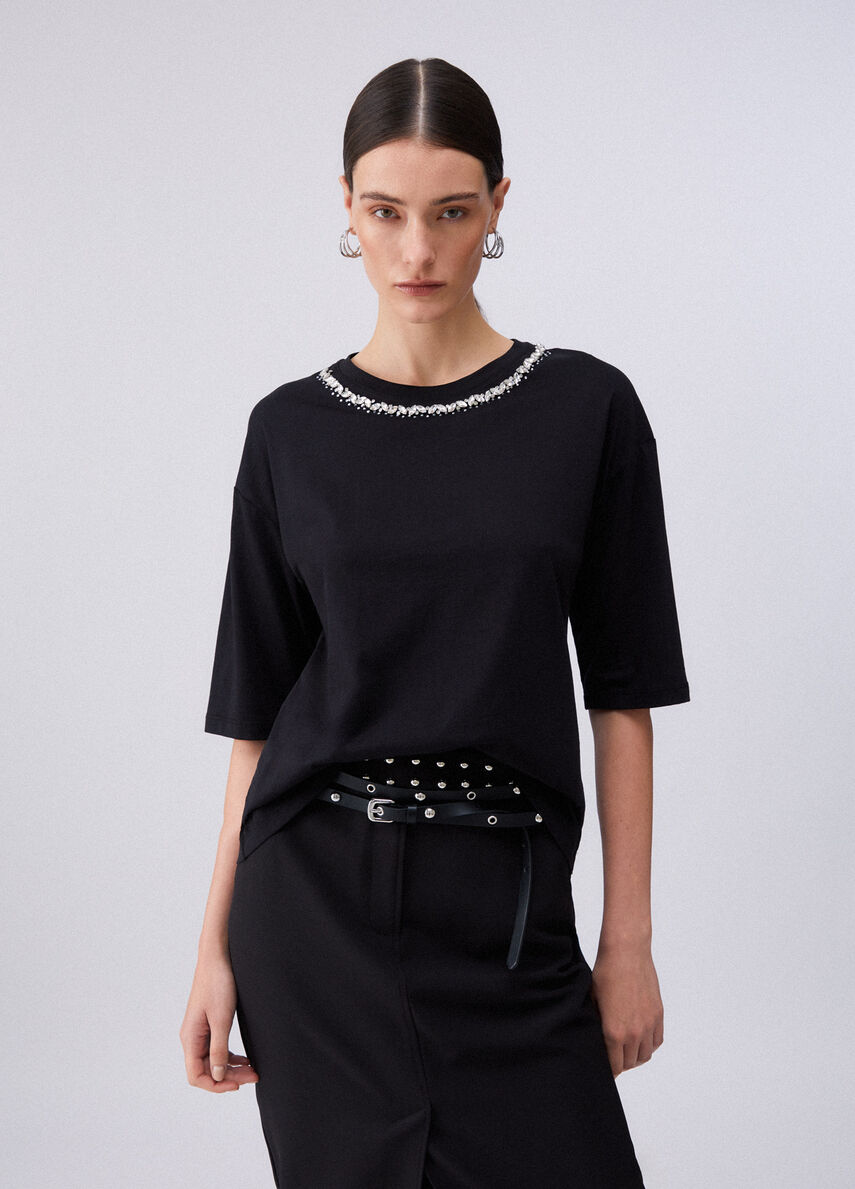 TEE SHIRT COL STRASS WA6128 By LIU JO