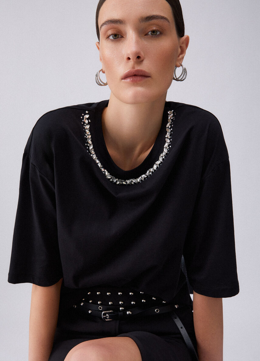 TEE SHIRT COL STRASS WA6128 By LIU JO