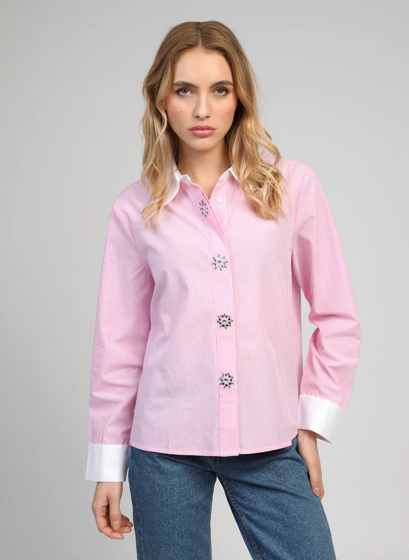 CHEMISE GROS BOUTON COL BLANC SYLANA By ANGE