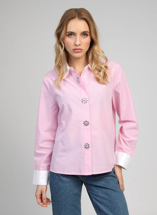 CHEMISE GROS BOUTON COL BLANC SYLANA By ANGE