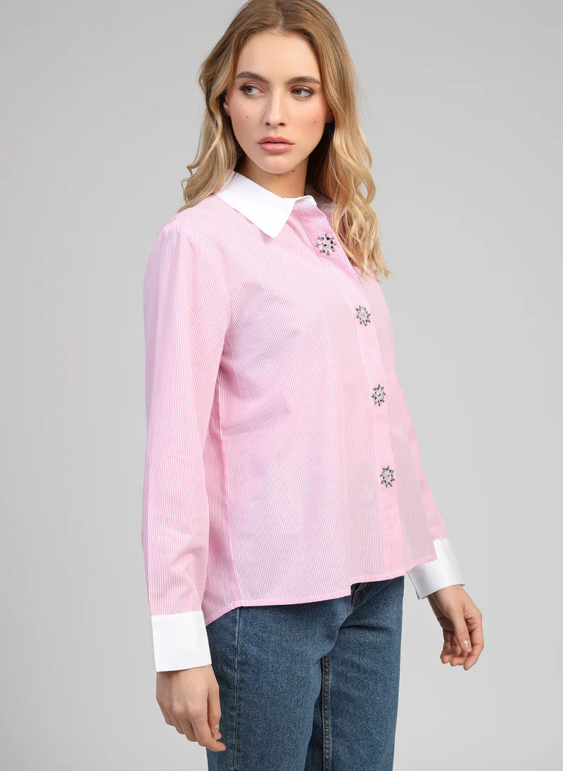 CHEMISE GROS BOUTON COL BLANC SYLANA By ANGE