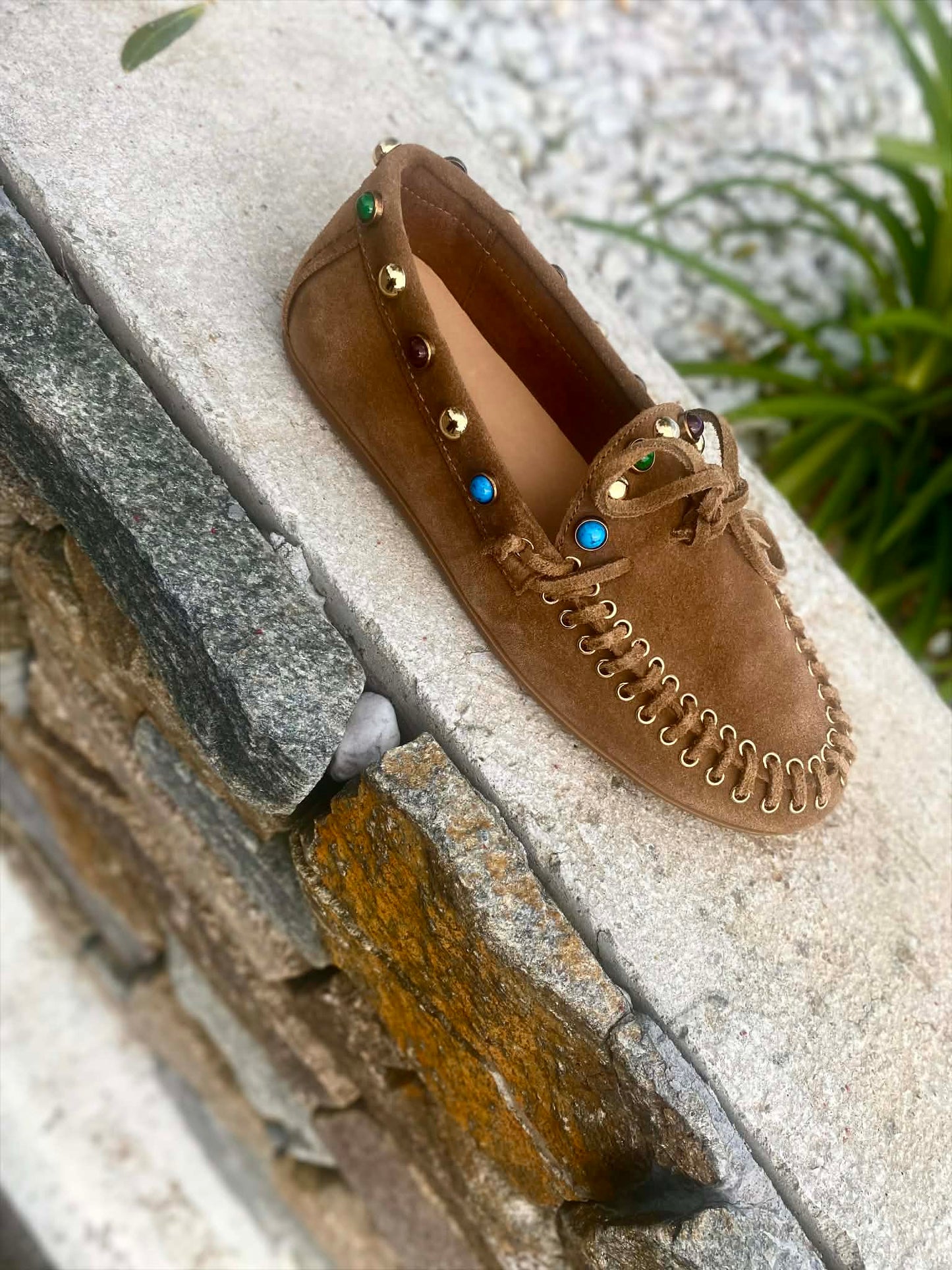MOCASSIN BIJOUX PERLE DAIM 972Z60 By BIBILOU